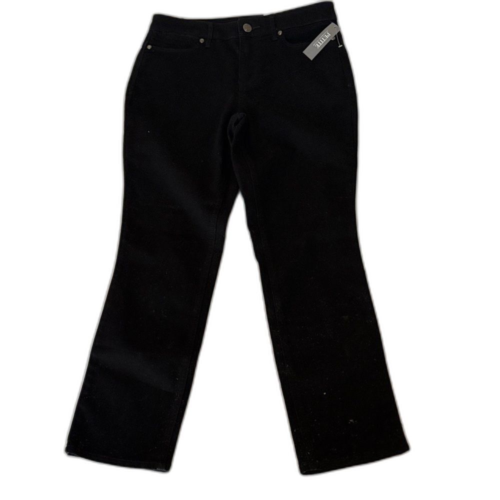 NWT Petite Ladies Christopher & Banks Black Mid Rise Straight Leg Jeans Size 6P